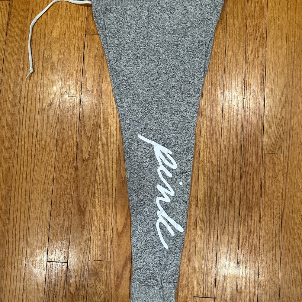 PINK Victoria's Secret Gray Joggers with White Script